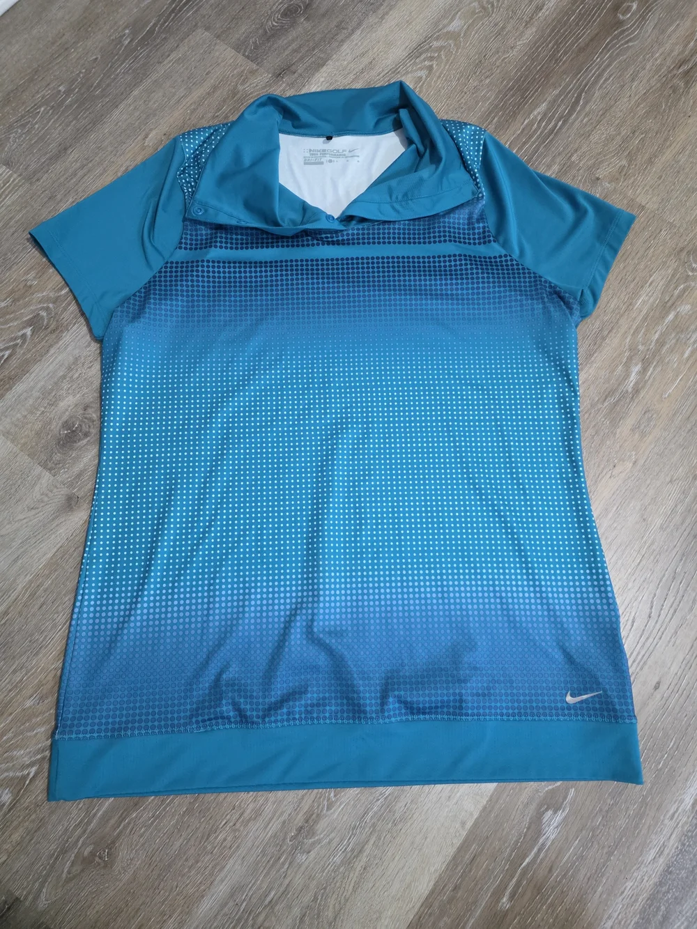 Nike Teal Gradient Dotted Short Sleeve Golf Polo